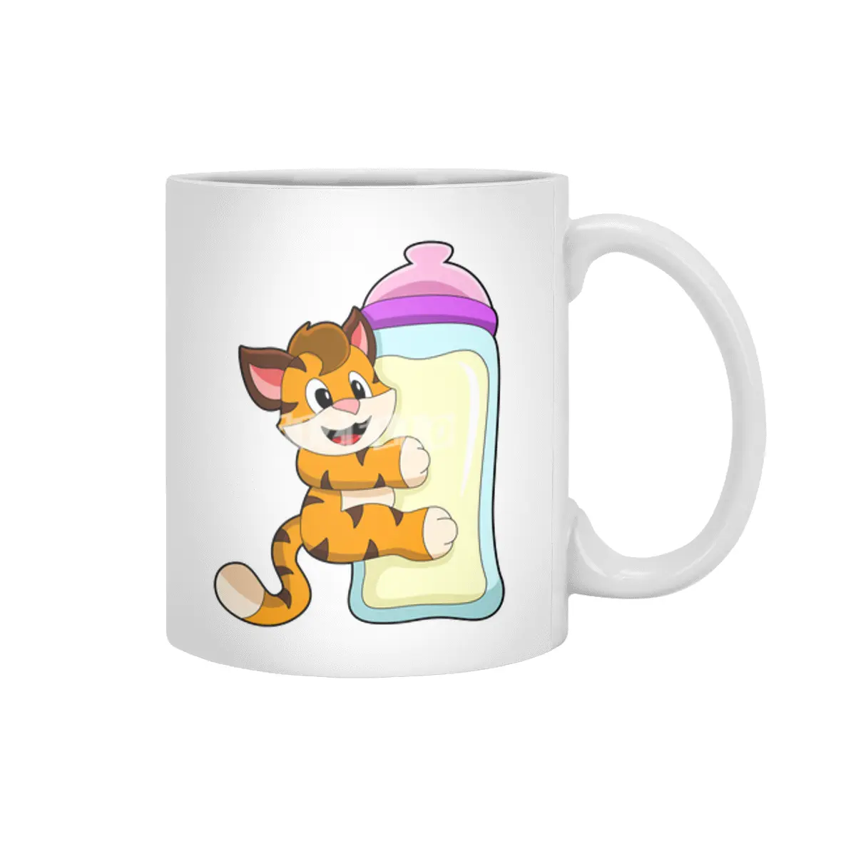 Tiger with Baby bottle of Milk Beyaz Kupa