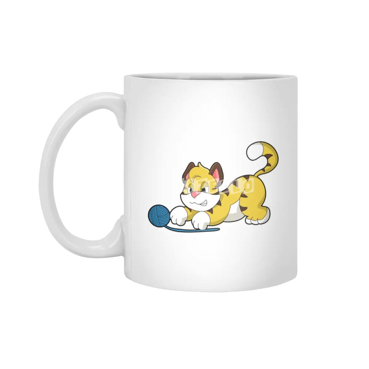 Tiger with Woll yarn ball Beyaz Kupa