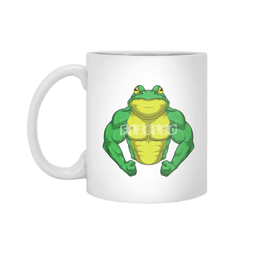 Toad as Bodybuilder with big Muscles Beyaz Kupa