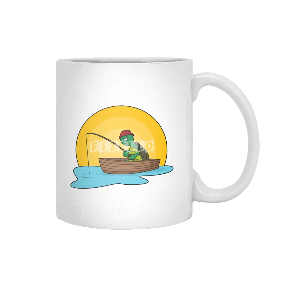 Turtle as Angler in Boat Beyaz Kupa
