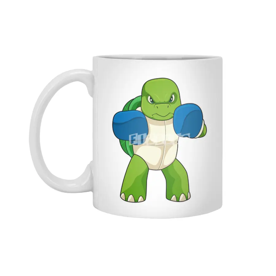 Turtle as Boxer with Boxing gloves Beyaz Kupa