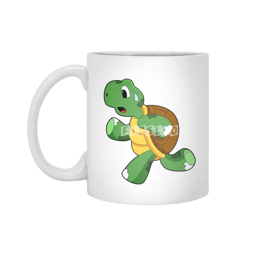 Turtle as Jogger at Running Beyaz Kupa