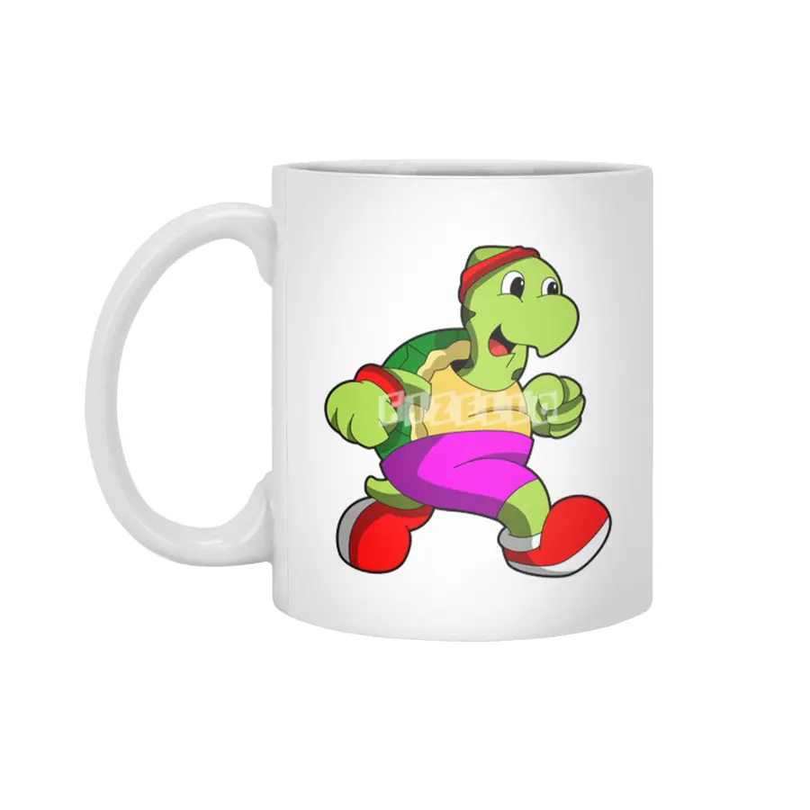 Turtle as Jogger with Headband Beyaz Kupa