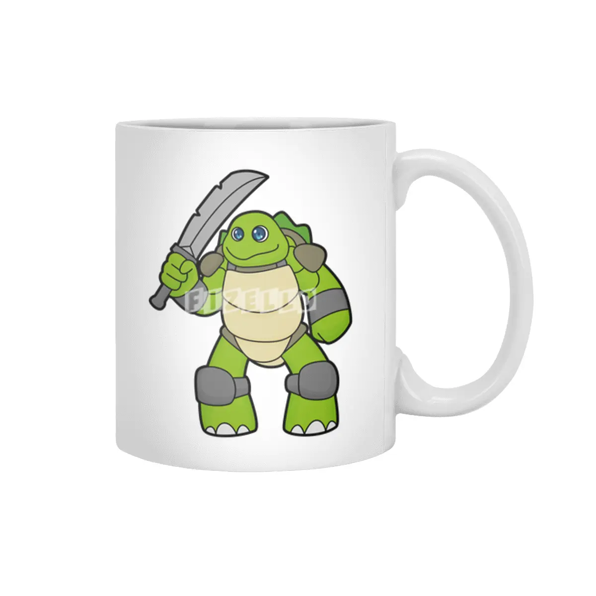 Turtle as Warrior with Sword Beyaz Kupa