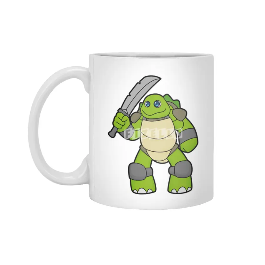 Turtle as Warrior with Sword Beyaz Kupa