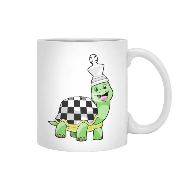 Turtle at Chess with Chess board & King Beyaz Kupa