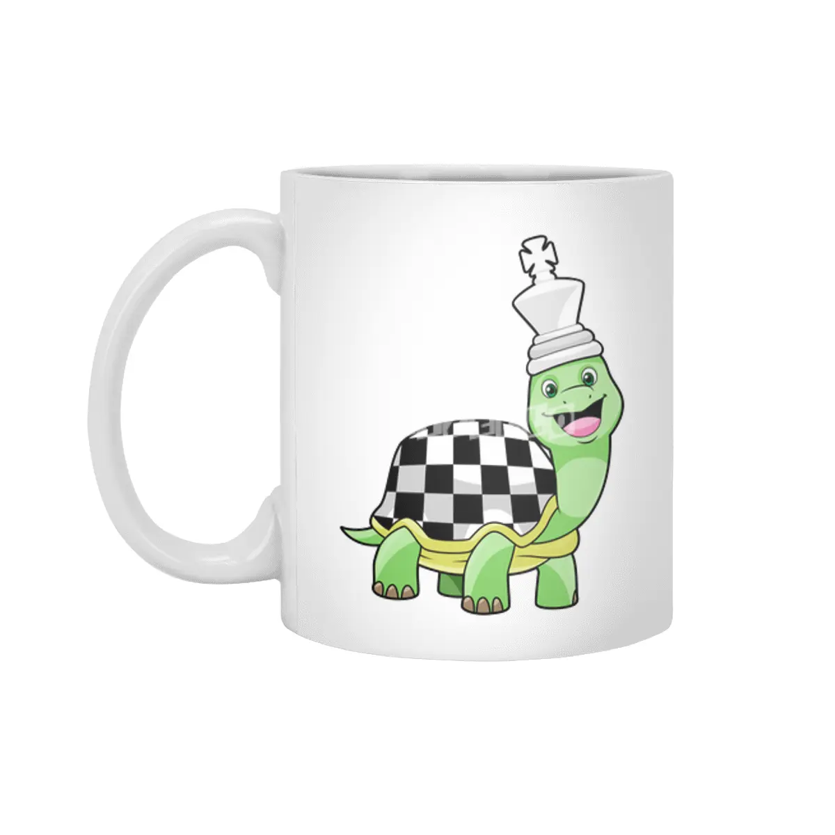 Turtle at Chess with Chess board & King Beyaz Kupa