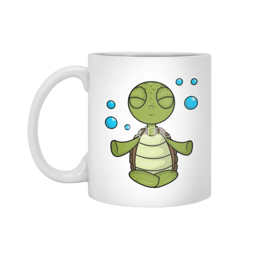Turtle at Meditating in Sitting Beyaz Kupa