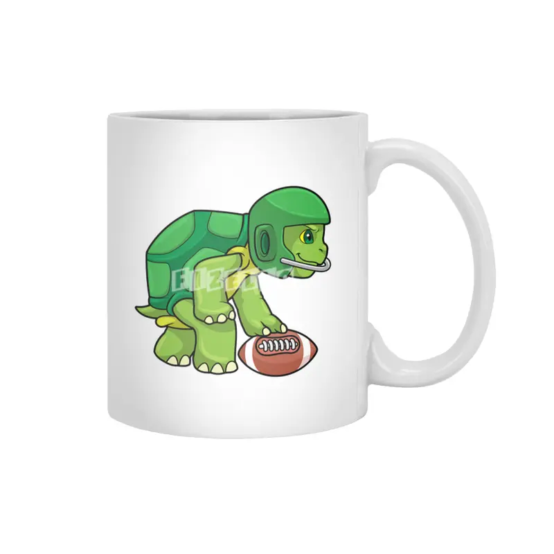 Turtle at Sports with Football & Helmet Beyaz Kupa
