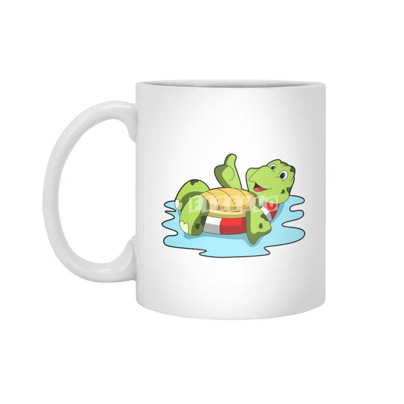 Turtle at Swimming in Water Beyaz Kupa