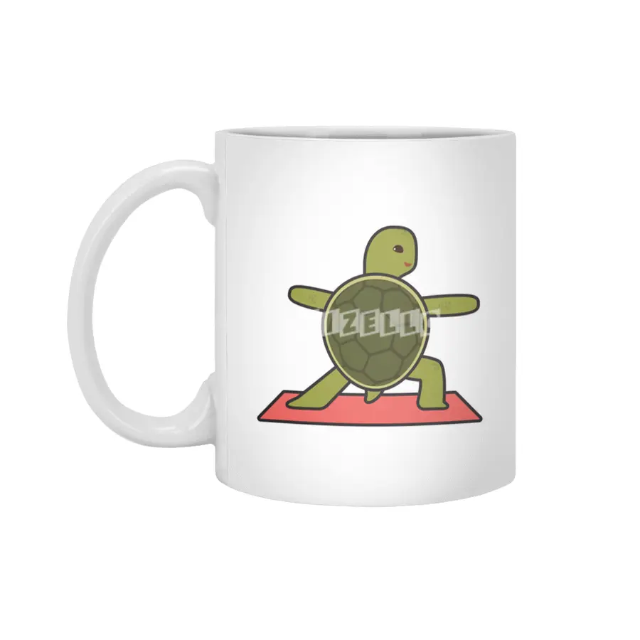 Turtle at Yoga with Yoga mat Beyaz Kupa