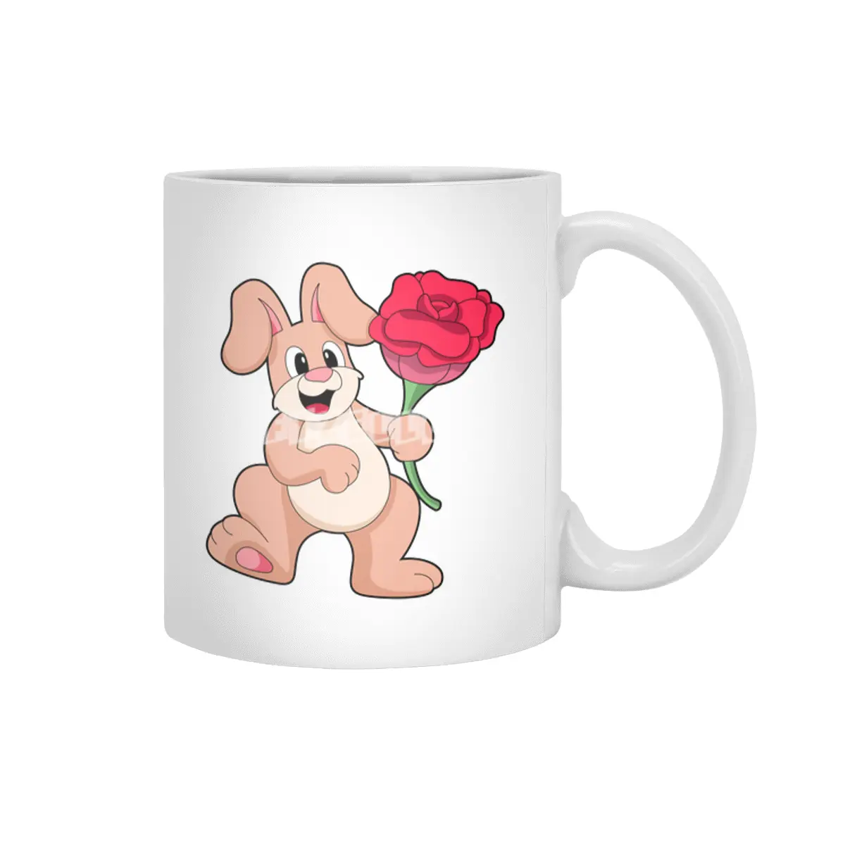 Rabbit with red Rose Beyaz Kupa
