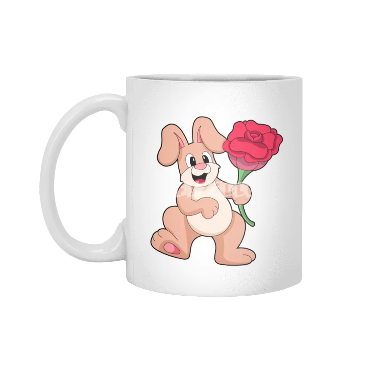 Rabbit with red Rose Beyaz Kupa