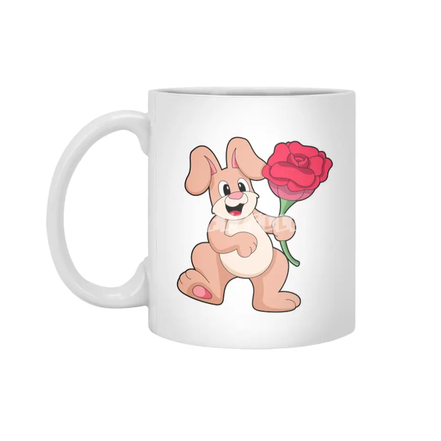Rabbit with red Rose Beyaz Kupa