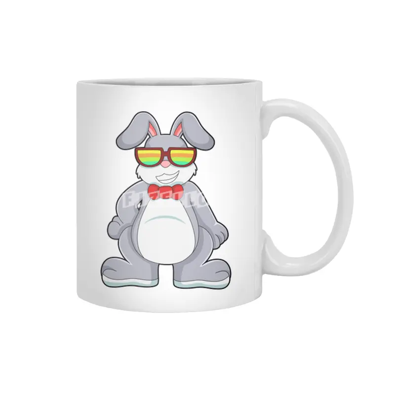 Rabbit with Sunglasses & Tie Beyaz Kupa