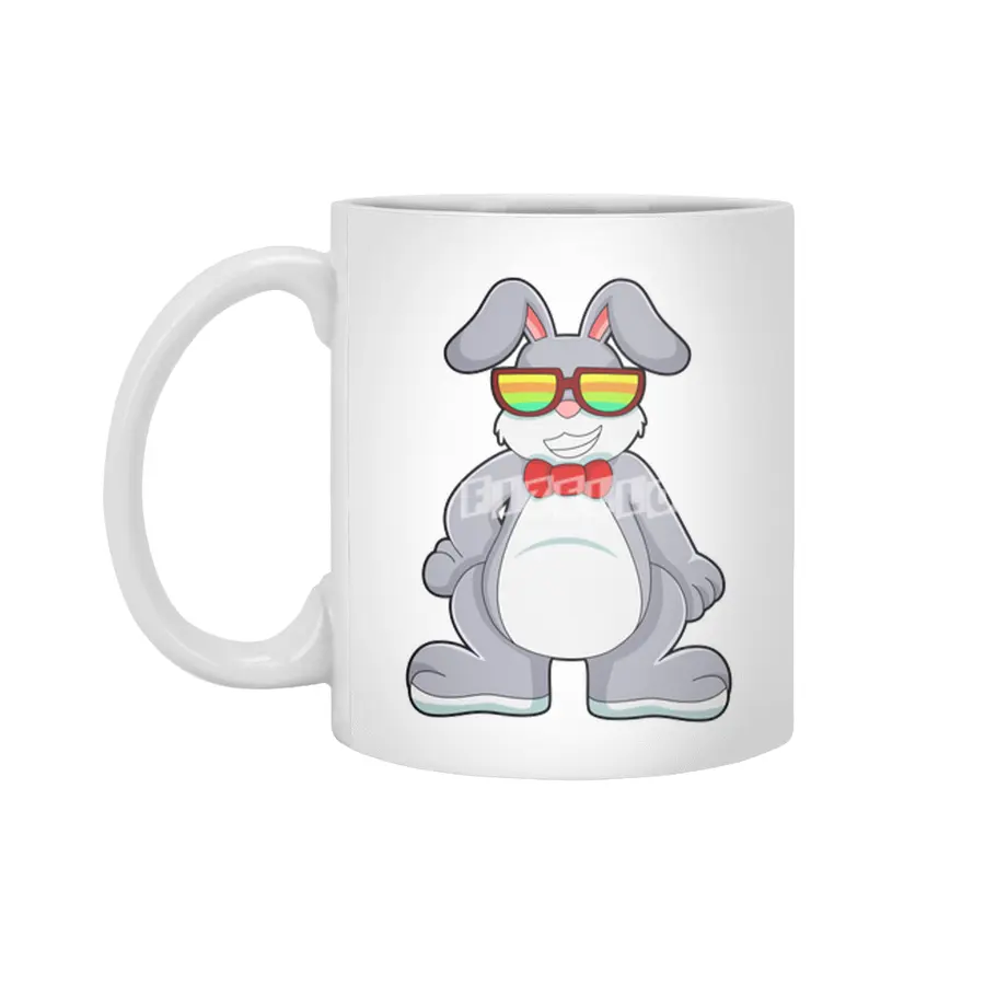 Rabbit with Sunglasses & Tie Beyaz Kupa