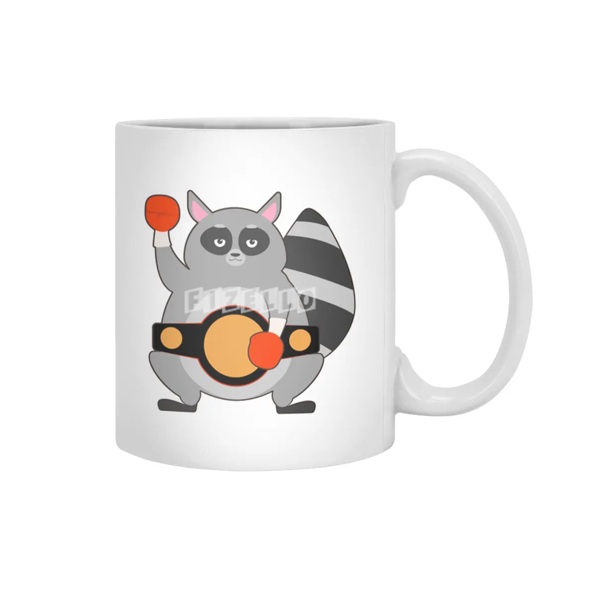 Raccoon as Boxing champ with Belt Beyaz Kupa