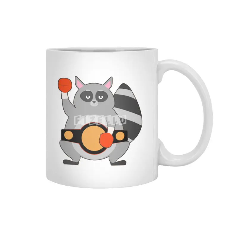 Raccoon as Boxing champ with Belt Beyaz Kupa