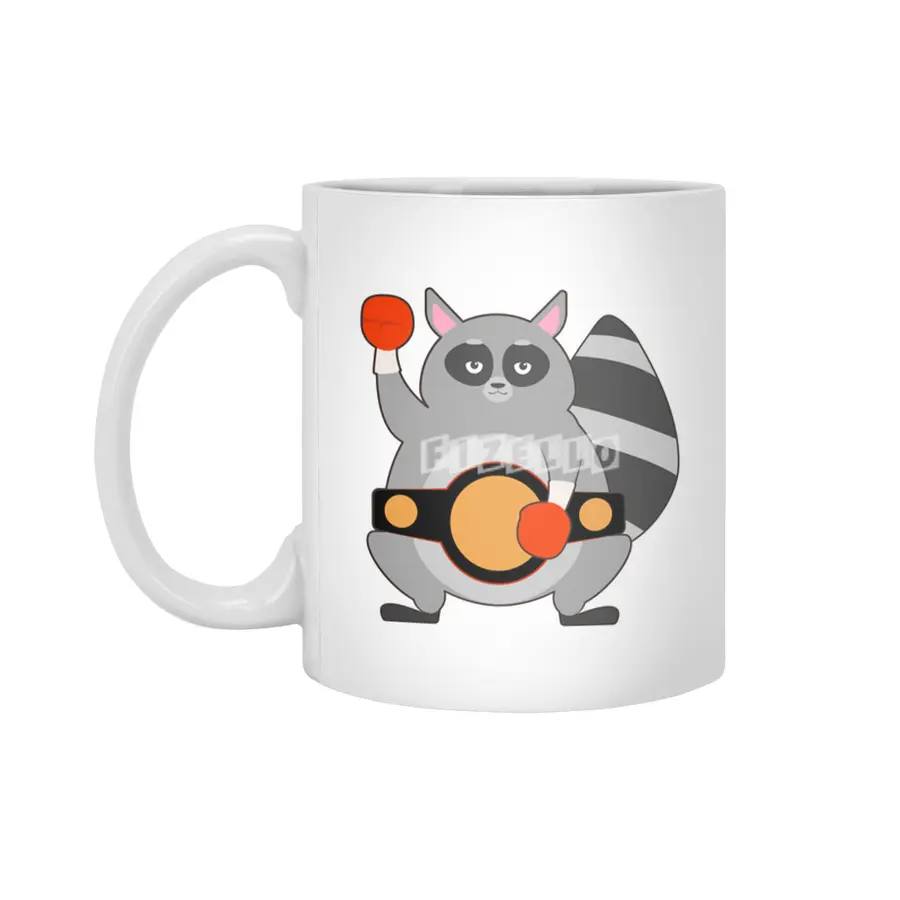 Raccoon as Boxing champ with Belt Beyaz Kupa