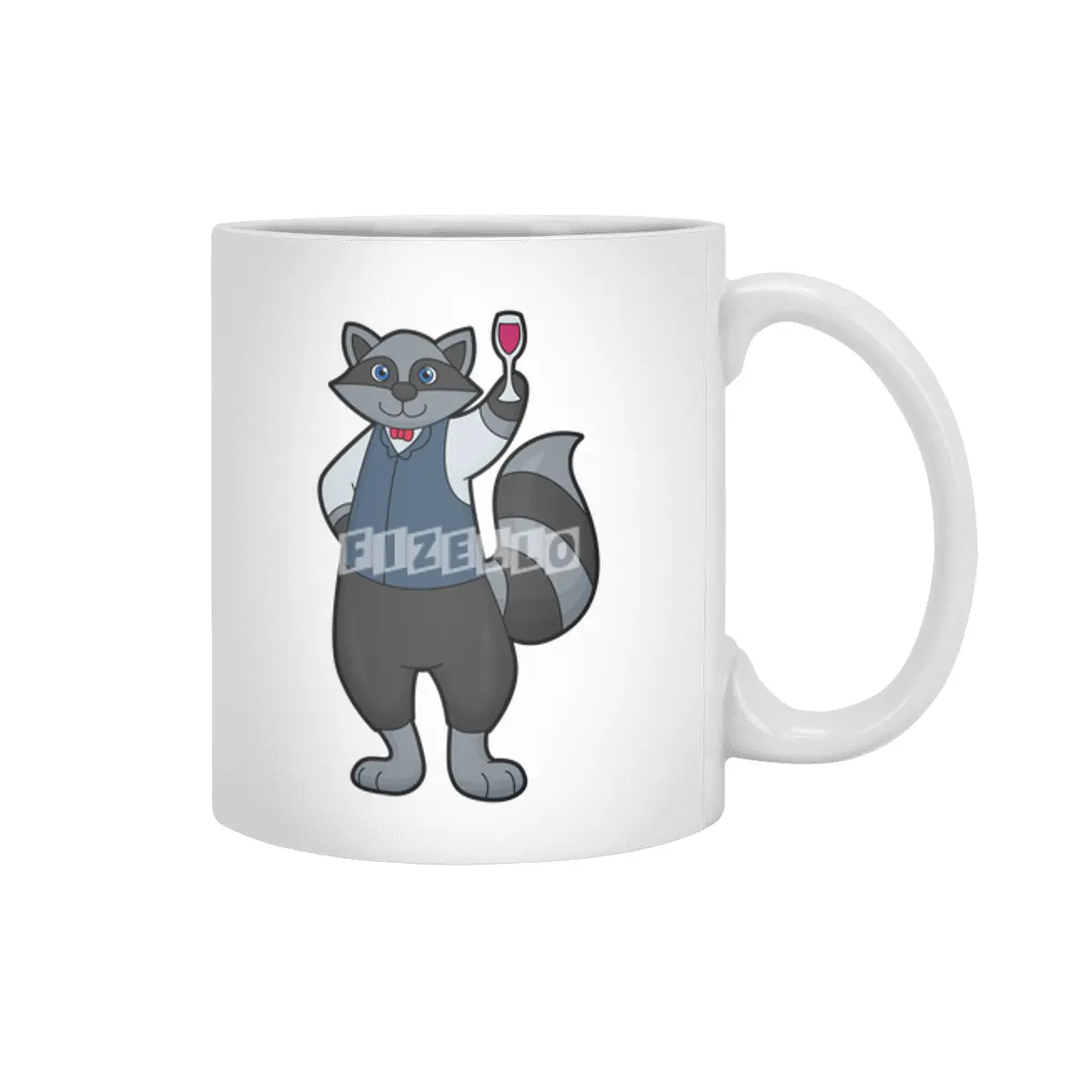Raccoon with Wine glass Beyaz Kupa