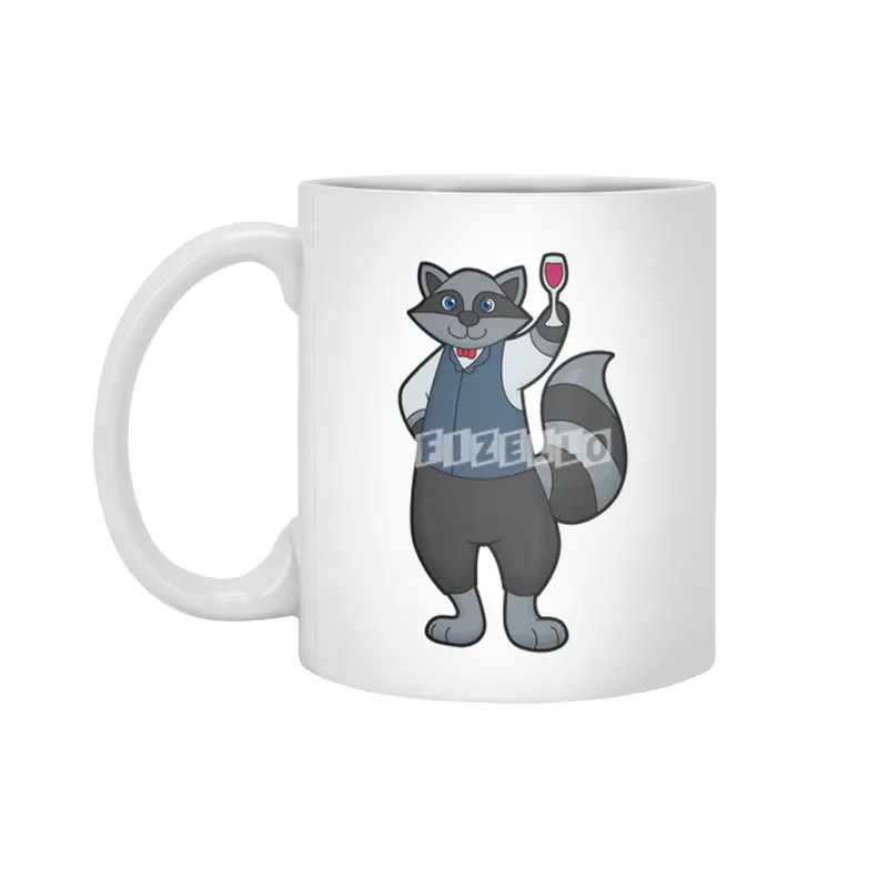 Raccoon with Wine glass Beyaz Kupa