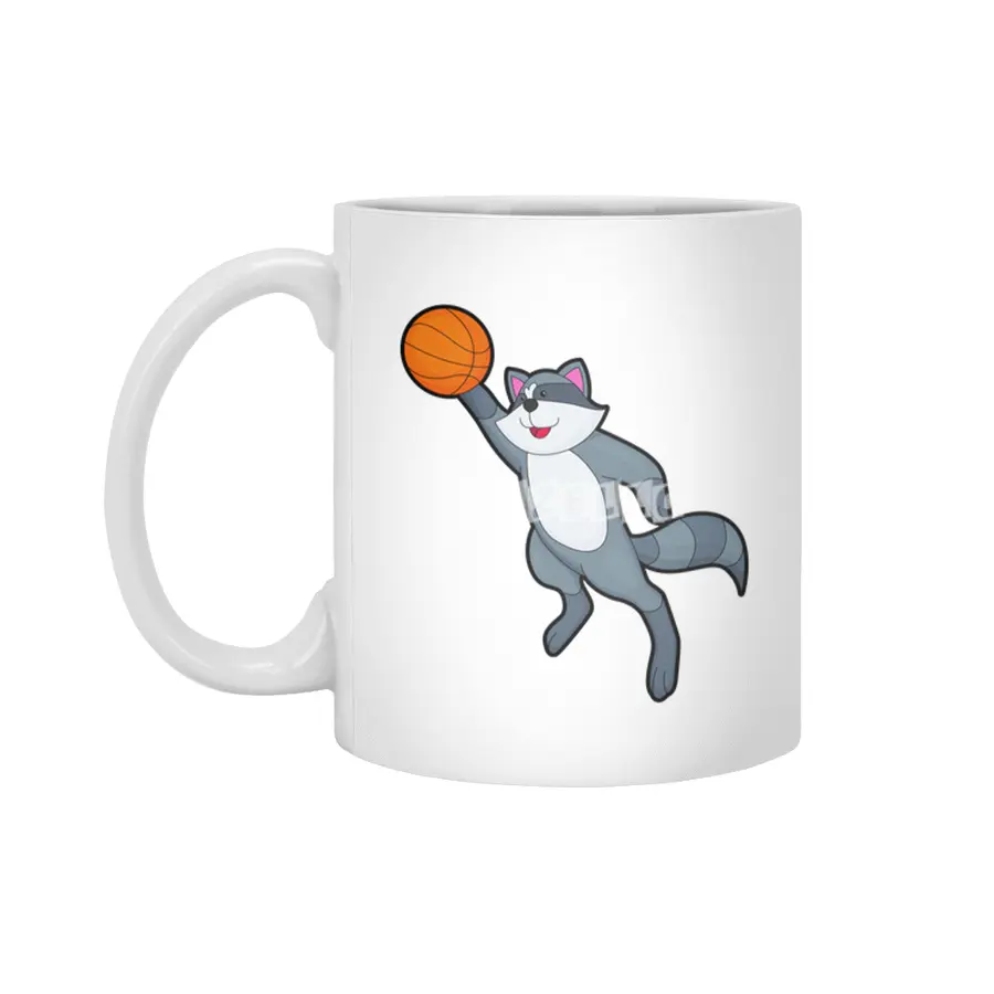 Racoon as Basketball player with Basketball Beyaz Kupa
