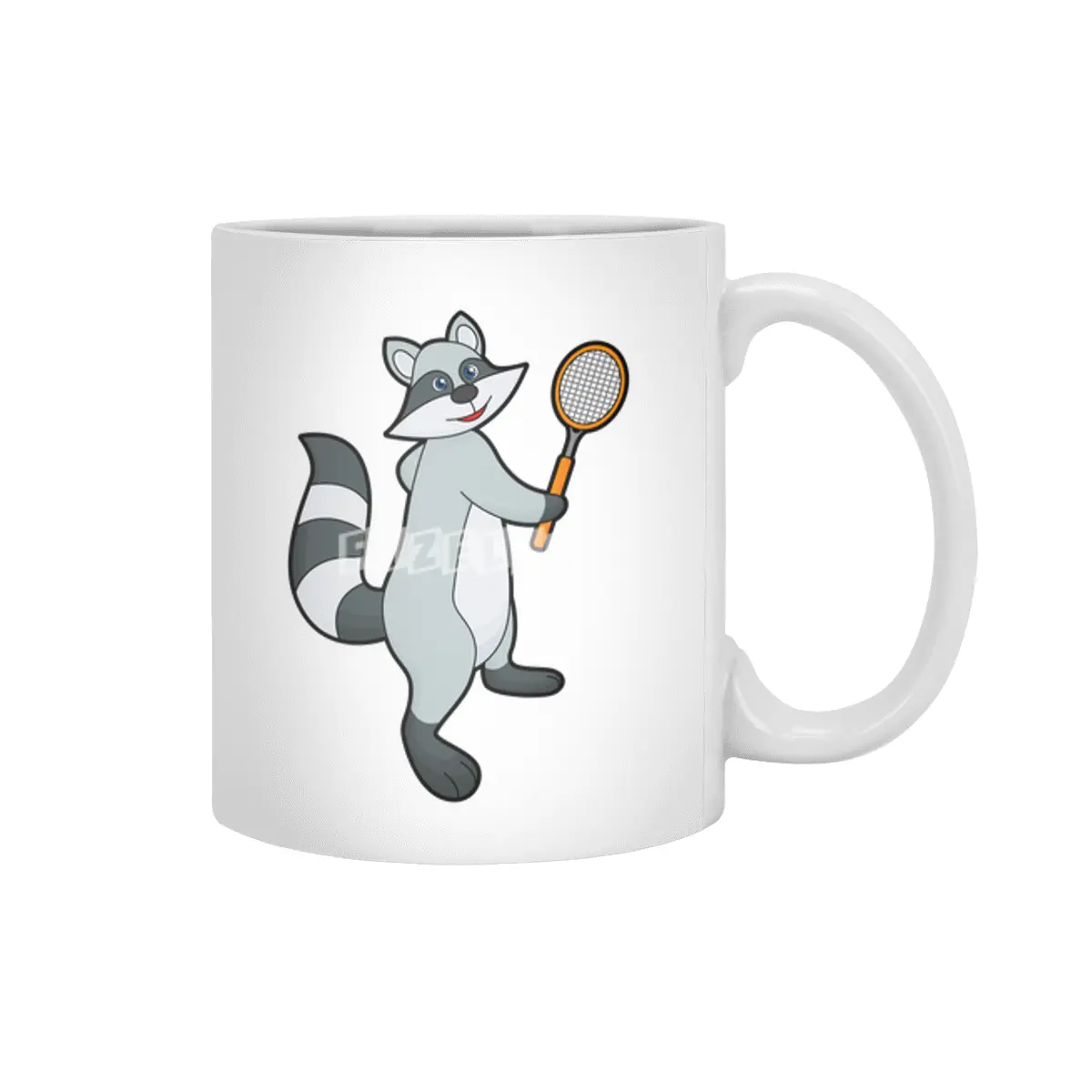 Racoon as Tennis player with Tennis racket Beyaz Kupa