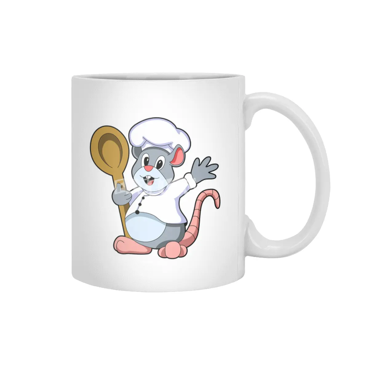 Rat as Chef with Cooking apron & Wooden spoon Beyaz Kupa