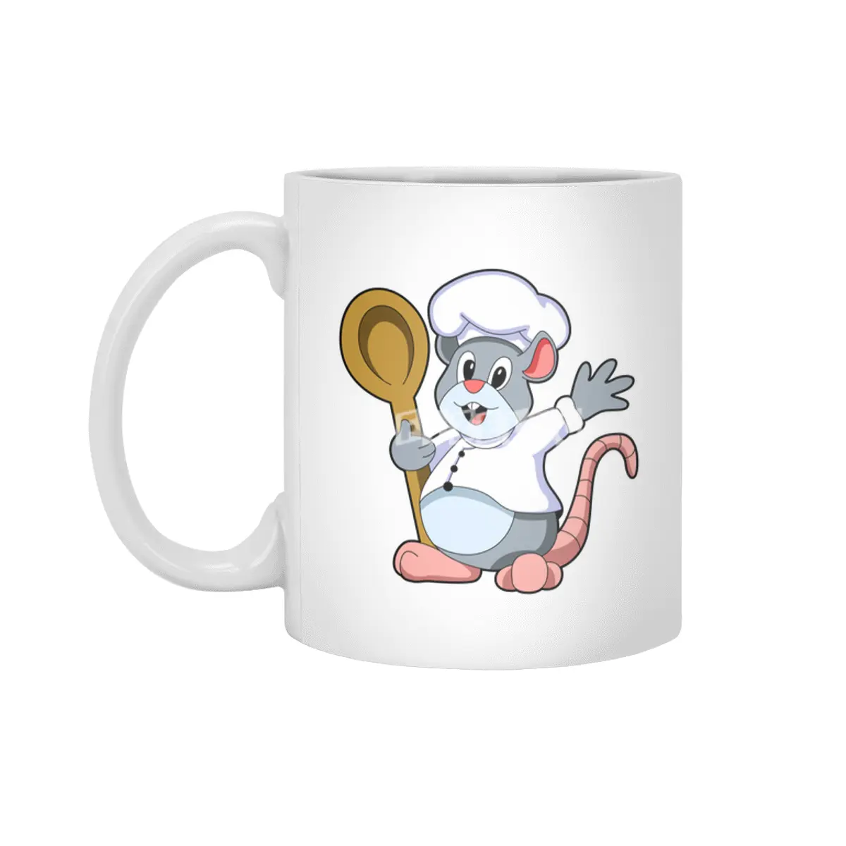 Rat as Chef with Cooking apron & Wooden spoon Beyaz Kupa