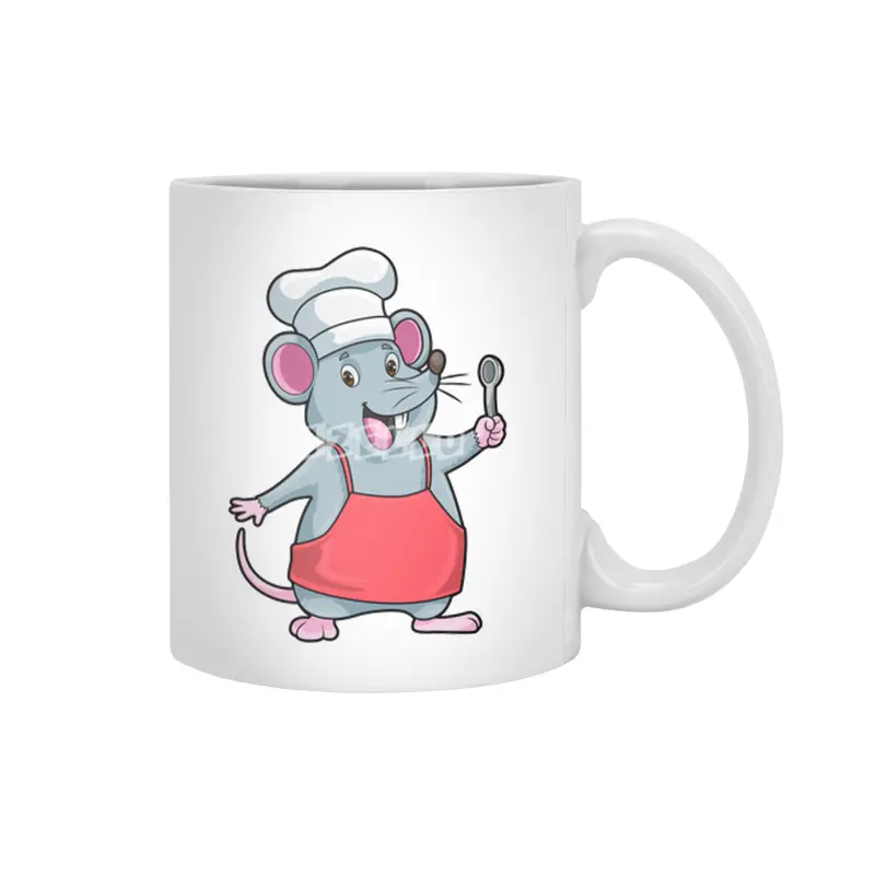 Rat as Chef with Cooking apron & Wooden spoon Beyaz Kupa