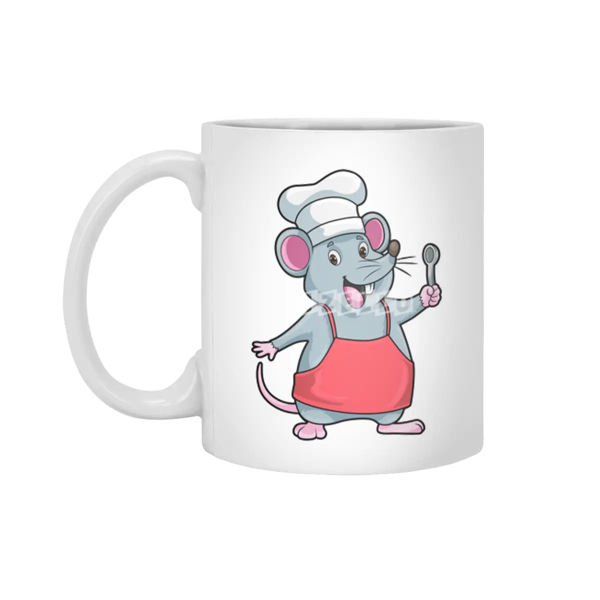 Rat as Chef with Cooking apron & Wooden spoon Beyaz Kupa