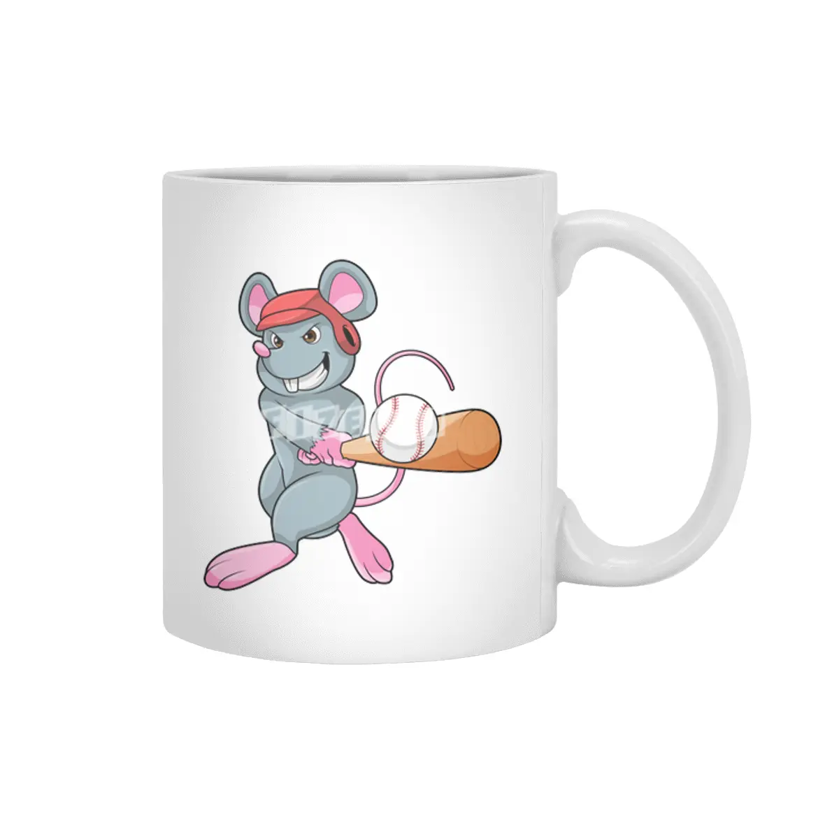 Rat at Baseball with Baseball bat & Helmet Beyaz Kupa