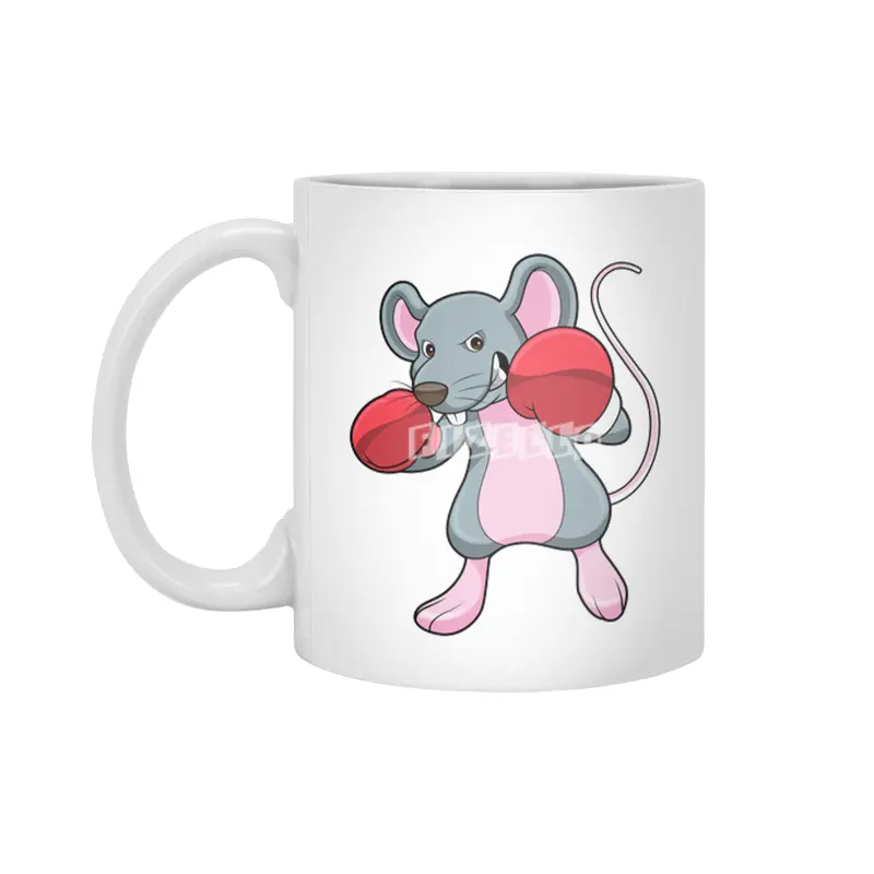 Rat at Boxing with Boxing gloves Beyaz Kupa