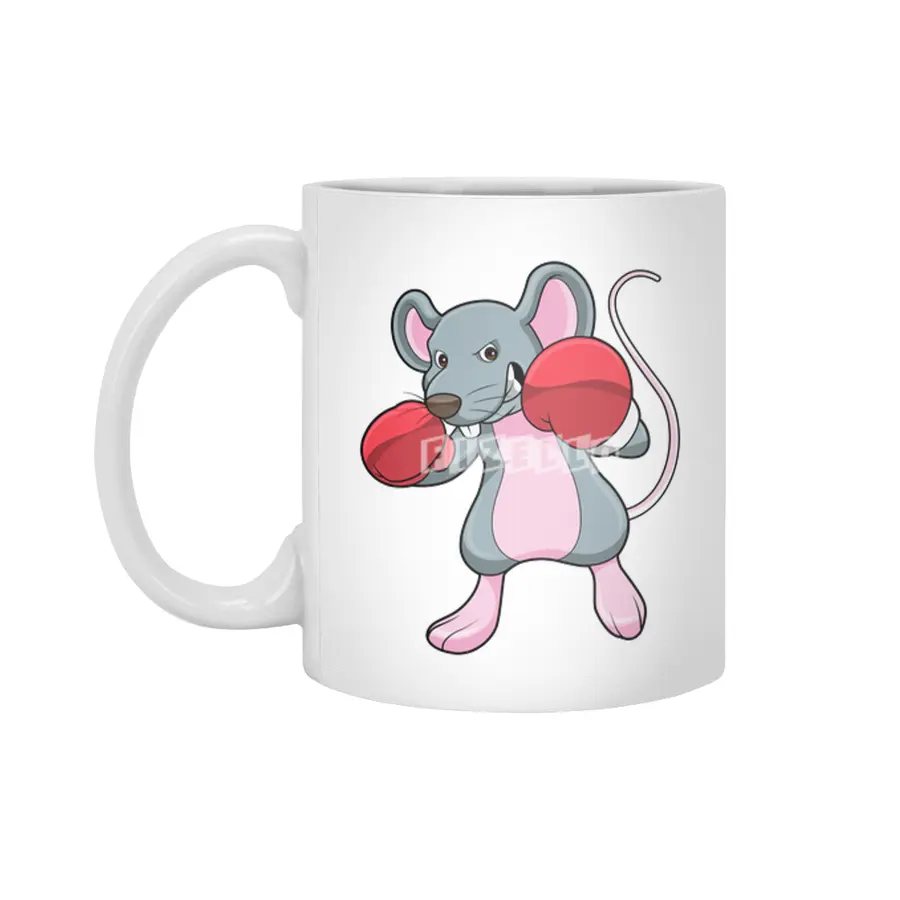 Rat at Boxing with Boxing gloves Beyaz Kupa