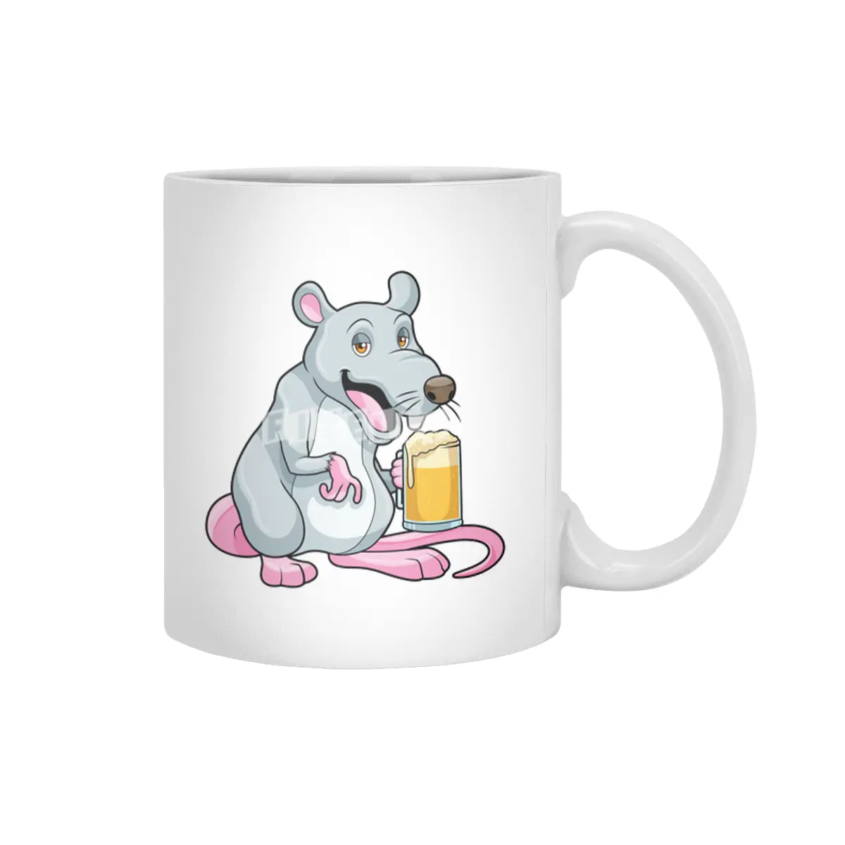 Rat with Glass of Beer Beyaz Kupa