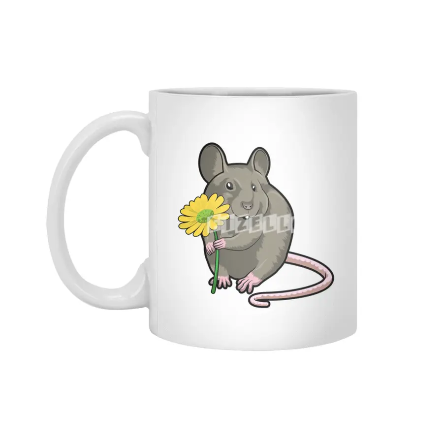 Rat with yellow Flower Beyaz Kupa