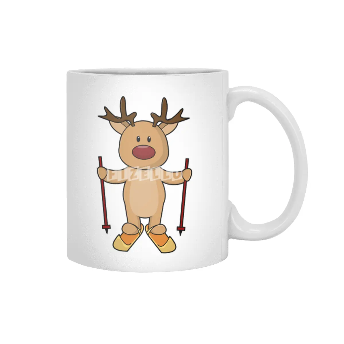 Reindeer as Skier with Skis and Ski poles Beyaz Kupa