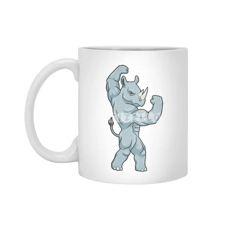 Rhino as Bodybuilder extreme Beyaz Kupa