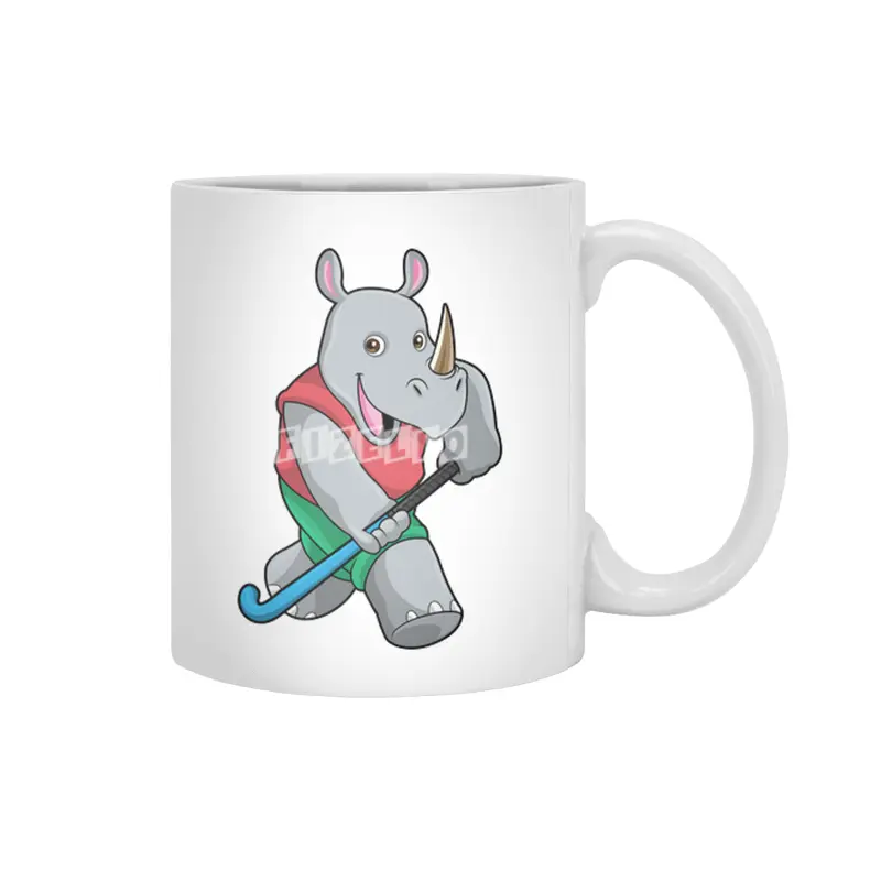 Rhino at Hockey with Hockey bat Beyaz Kupa