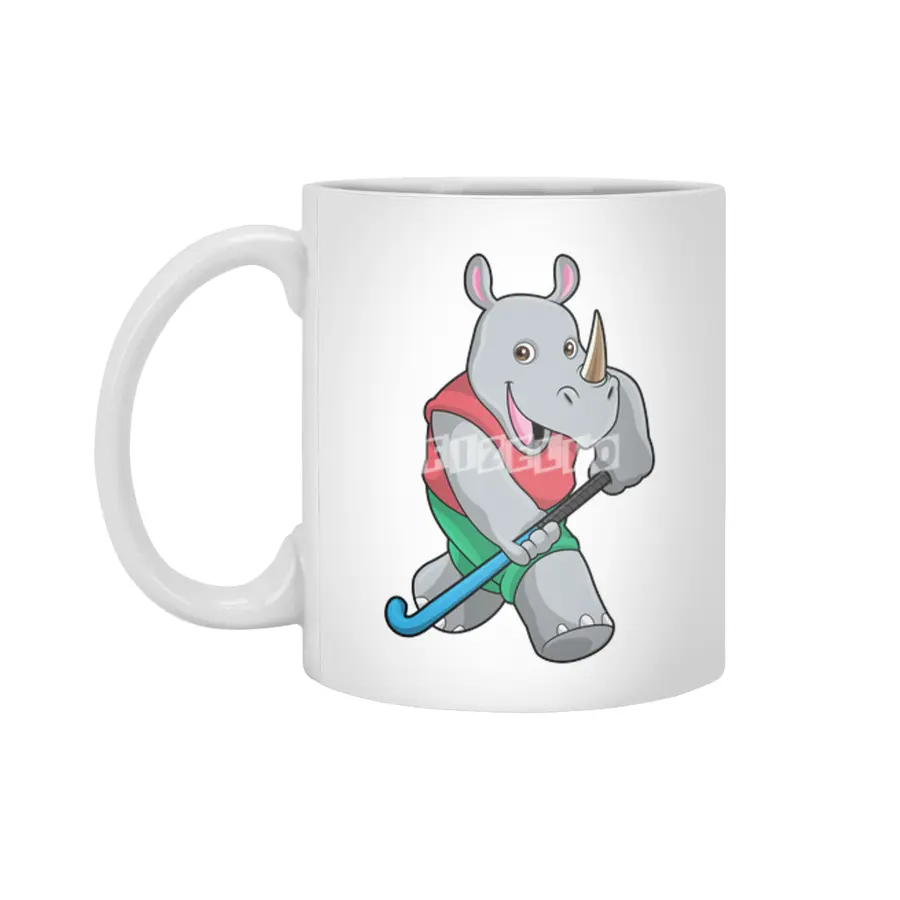 Rhino at Hockey with Hockey bat Beyaz Kupa