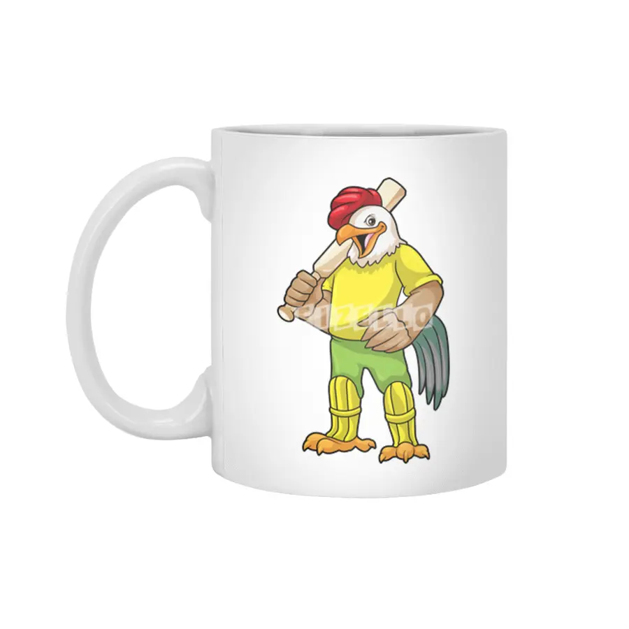 Rooster as Batsman with Cricket bat Beyaz Kupa