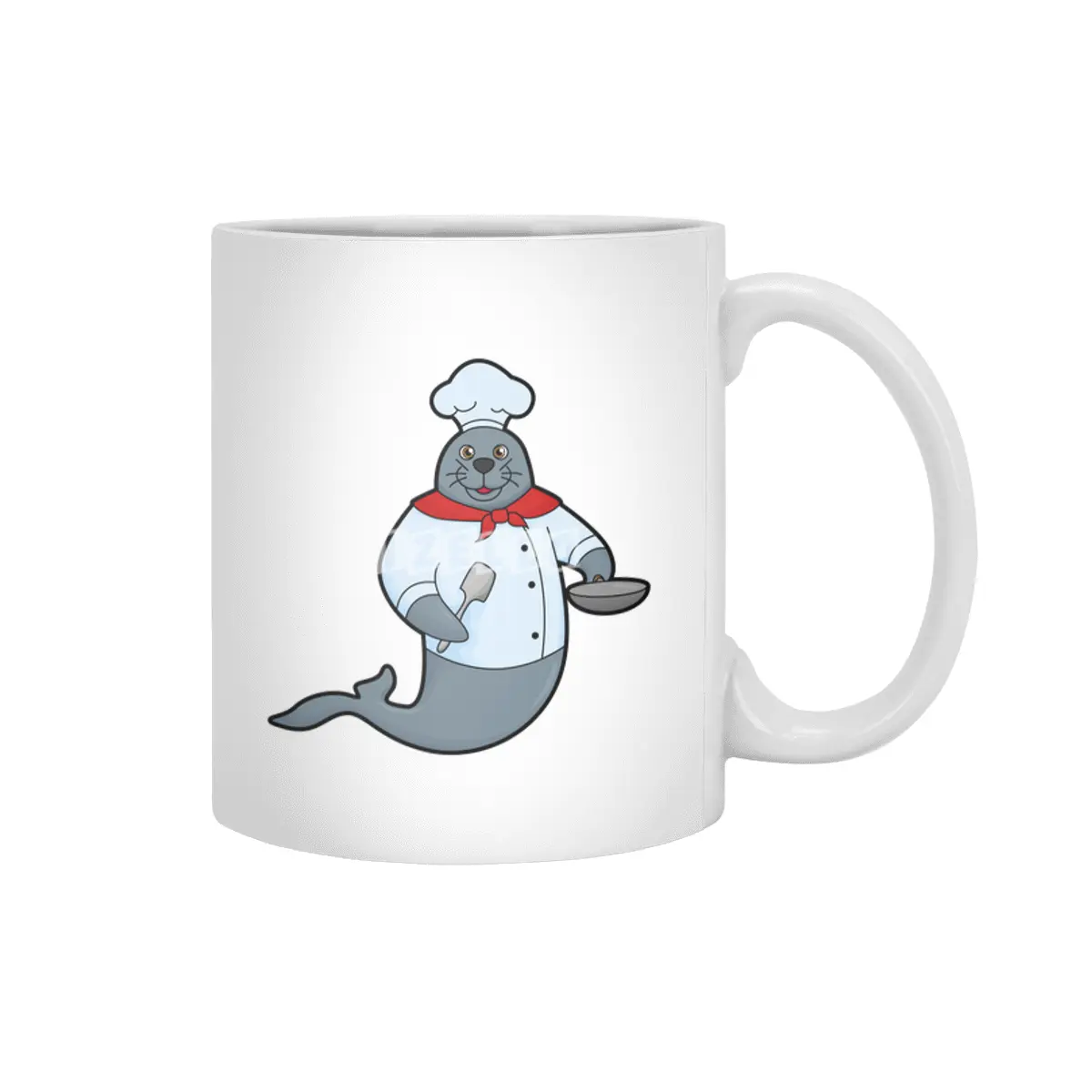 Seal as Cook with Pan & Spatula Beyaz Kupa