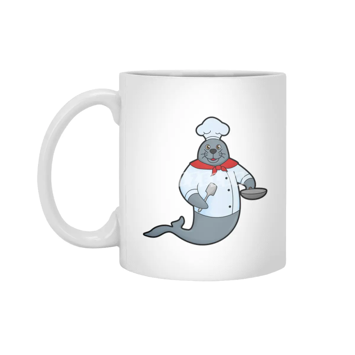 Seal as Cook with Pan & Spatula Beyaz Kupa