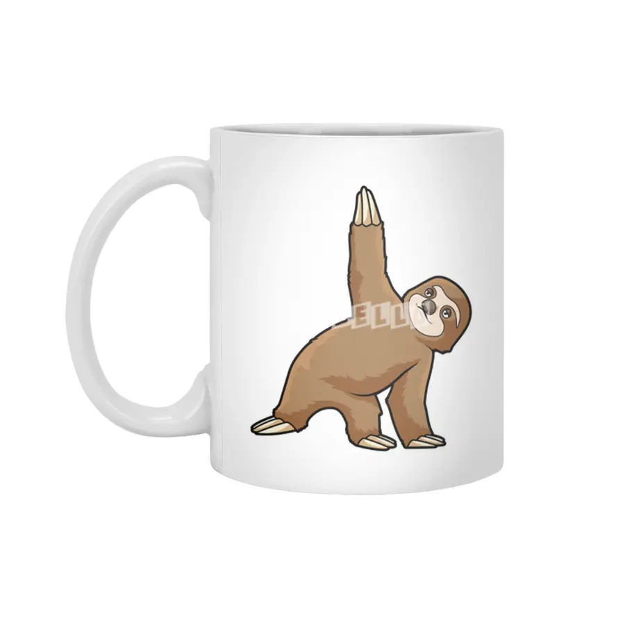 Sloth at Yoga Stretching exercises Legs Beyaz Kupa