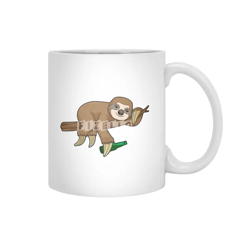 Sloth on Branch with Bottle Beer Beyaz Kupa