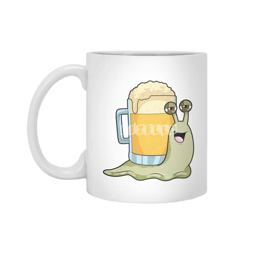 Snail with Glass of Beer Beyaz Kupa