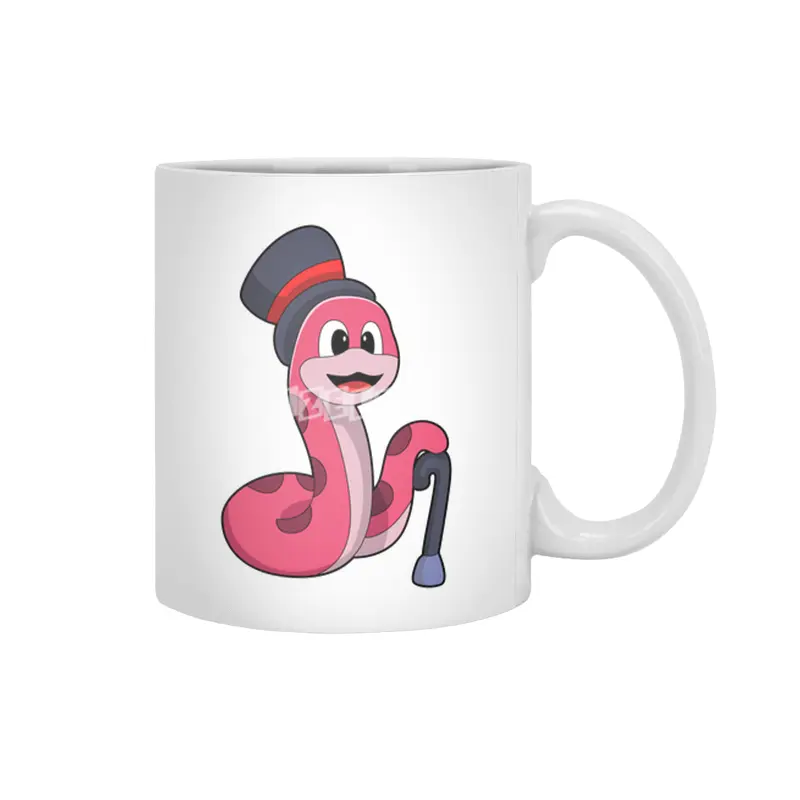 Snake as Gentleman with Hat & Walking stick Beyaz Kupa