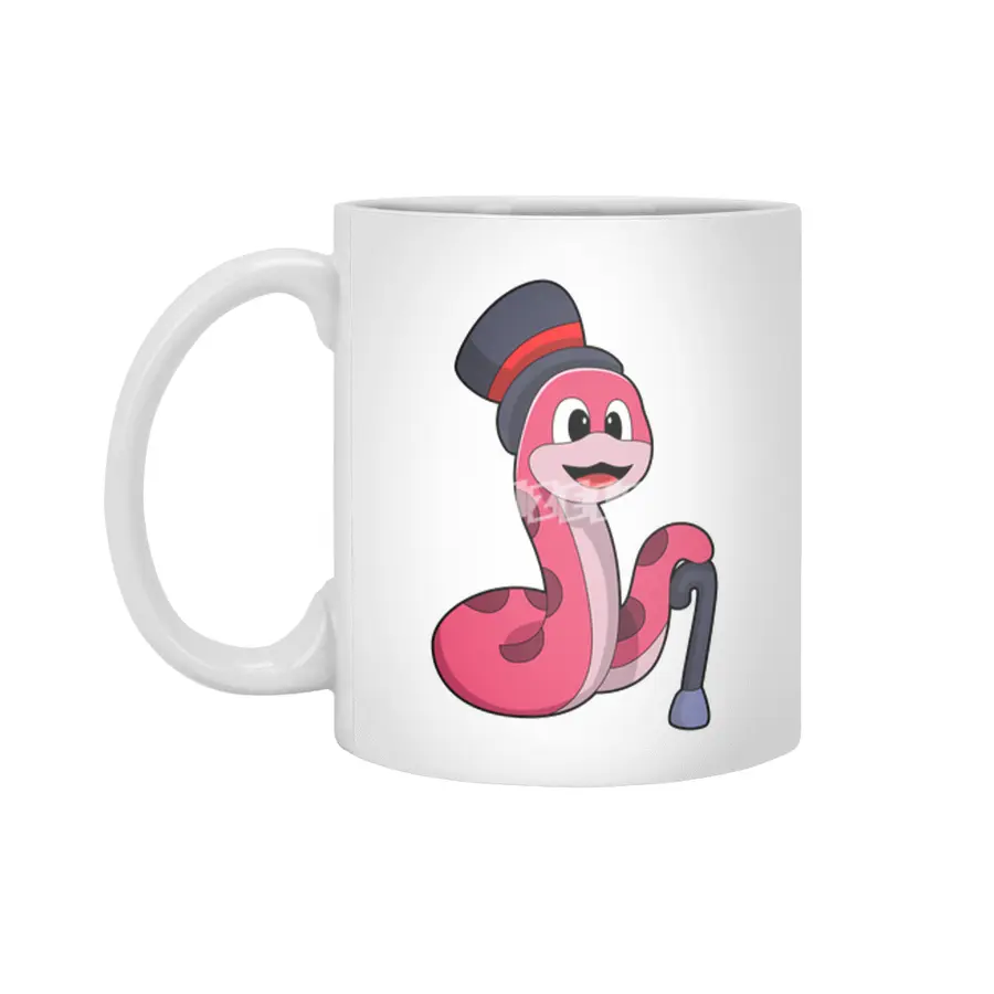 Snake as Gentleman with Hat & Walking stick Beyaz Kupa