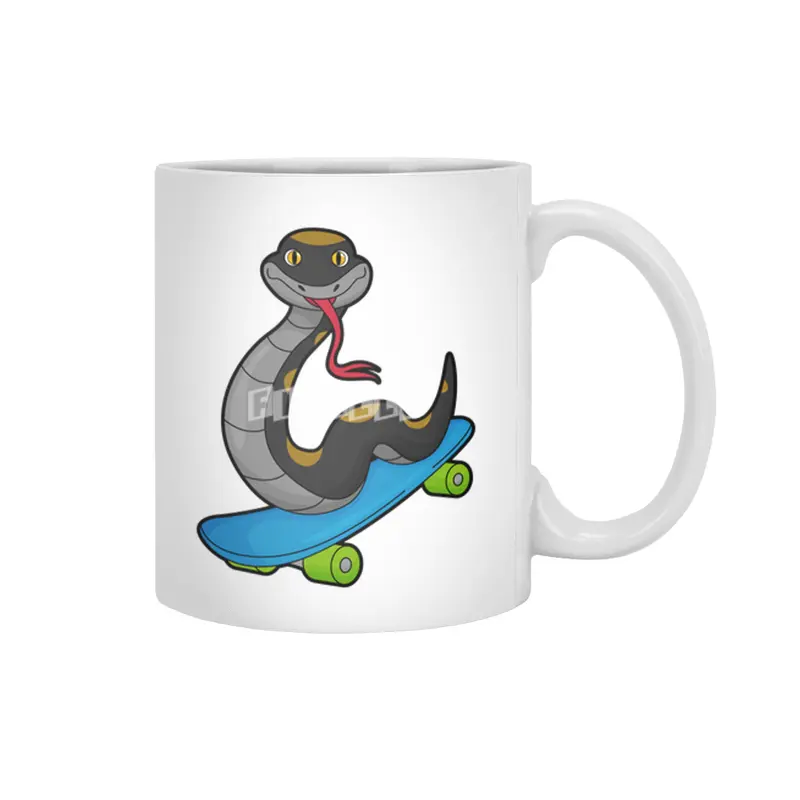 Snake as Skater with Skateboard Beyaz Kupa
