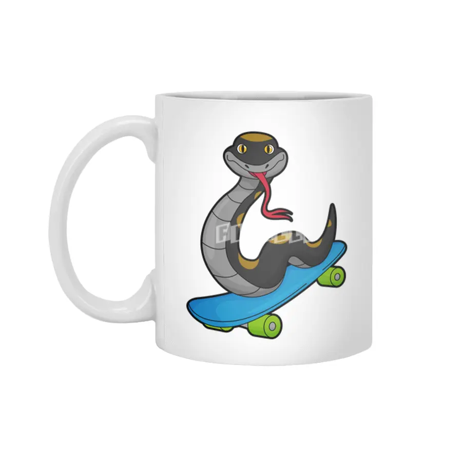 Snake as Skater with Skateboard Beyaz Kupa